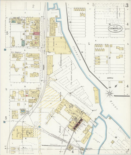 Sanborn Fire Insurance Map from Cosmopolis, Grays Harbor County, Washington (1901), Sheet #0003 - Complete Map Set gallery image, historic Sanborn map, vintage wall art, Washington Washington