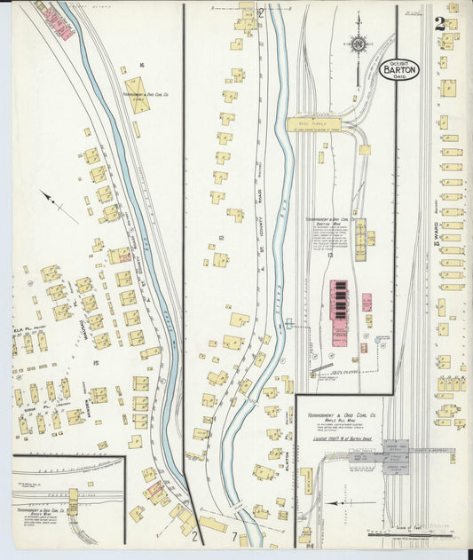 Sanborn Fire Insurance Map from Barton, Belmont County, Ohio (1917), Sheet #0002 - Historic Sanborn Fire Insurance Map Print, vintage old map wall art, antique decor, genealogy gift, Ohio Ohio map