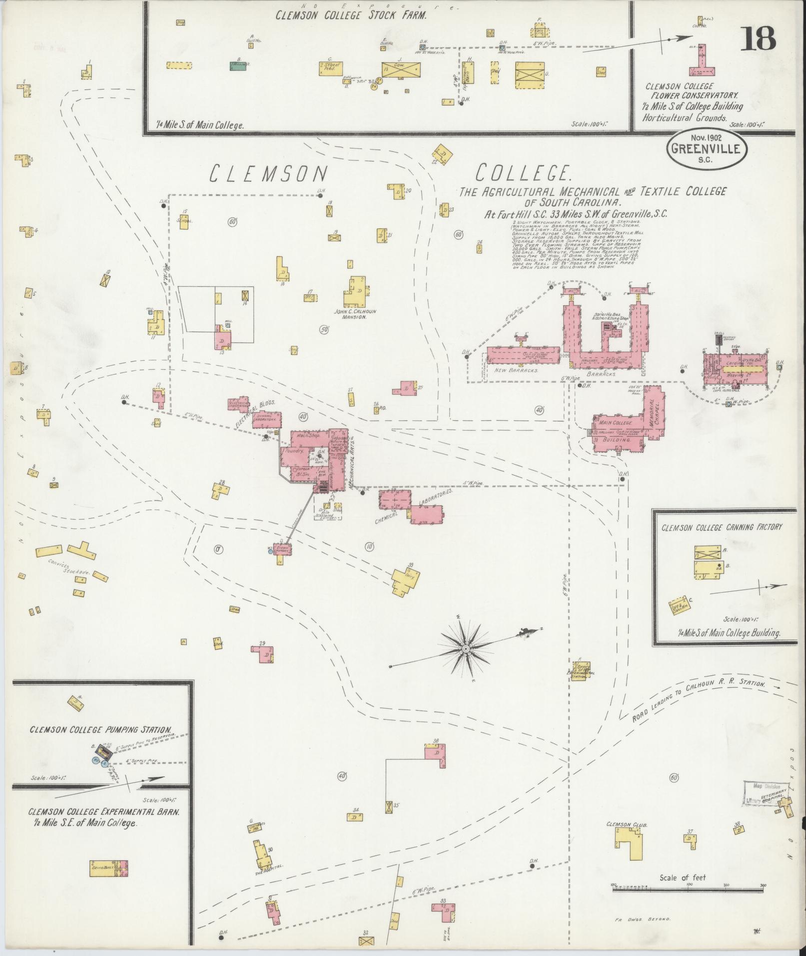 Sanborn Fire Insurance Map from Greenville, Greenville County, South Carolina (1902), Sheet #0018 - Historic Sanborn Fire Insurance Map Print, vintage old map wall art, antique decor, genealogy gift, South Carolina South Carolina map