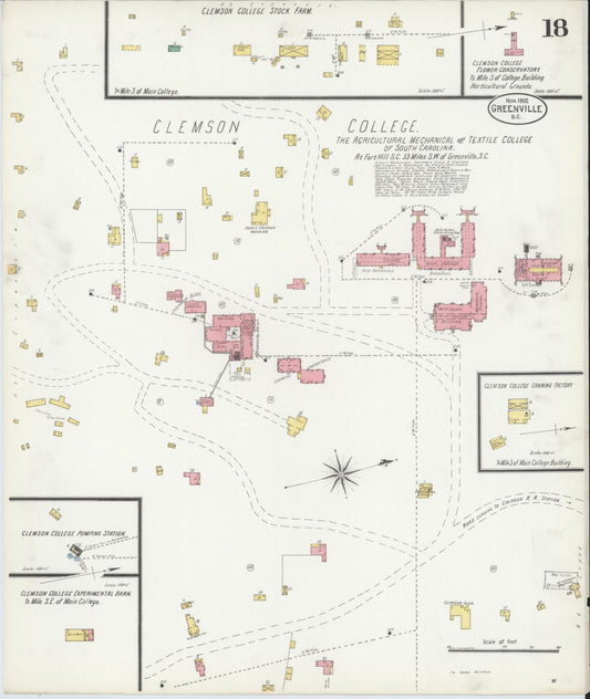 Sanborn Fire Insurance Map from Greenville, Greenville County, South Carolina (1902), Sheet #0018 - Historic Sanborn Fire Insurance Map Print, vintage old map wall art, antique decor, genealogy gift, South Carolina South Carolina map