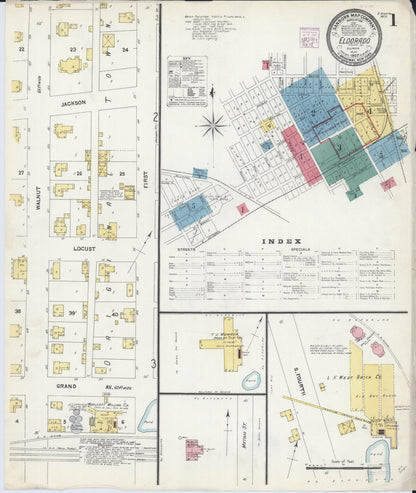 Sanborn Fire Insurance Map from Eldorado, Saline County, Illinois (1907), Sheet #0001 - Historic Sanborn Fire Insurance Map Print, vintage old map wall art, antique decor, genealogy gift, Illinois Illinois map