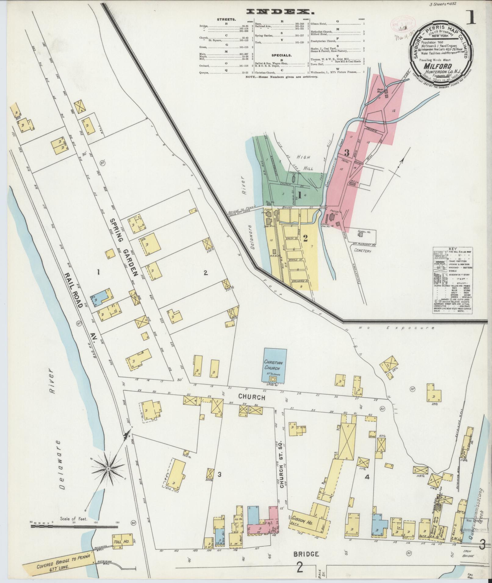 Sanborn Fire Insurance Map from Milford, Hunterdon County, New Jersey. (1897) – Historic Sanborn Fire Insurance Map Print