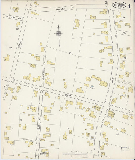 Sanborn Fire Insurance Map from Chatham, Barnstable County, Massachusetts (1915), Sheet #0004 - Historic Sanborn Fire Insurance Map Print, vintage old map wall art, antique decor, genealogy gift, Massachusetts Massachusetts map