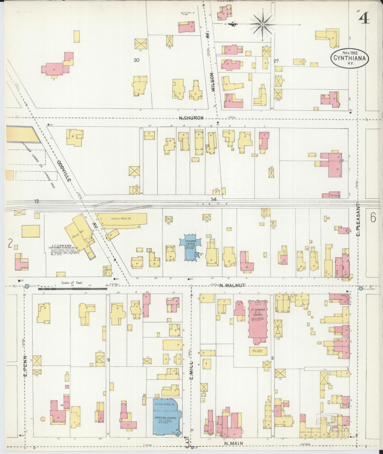 Sanborn Fire Insurance Map from Cynthiana, Harrison County, Kentucky (1903), Sheet #0004 - Complete Map Set gallery image, historic Sanborn map, vintage wall art, Kentucky Kentucky