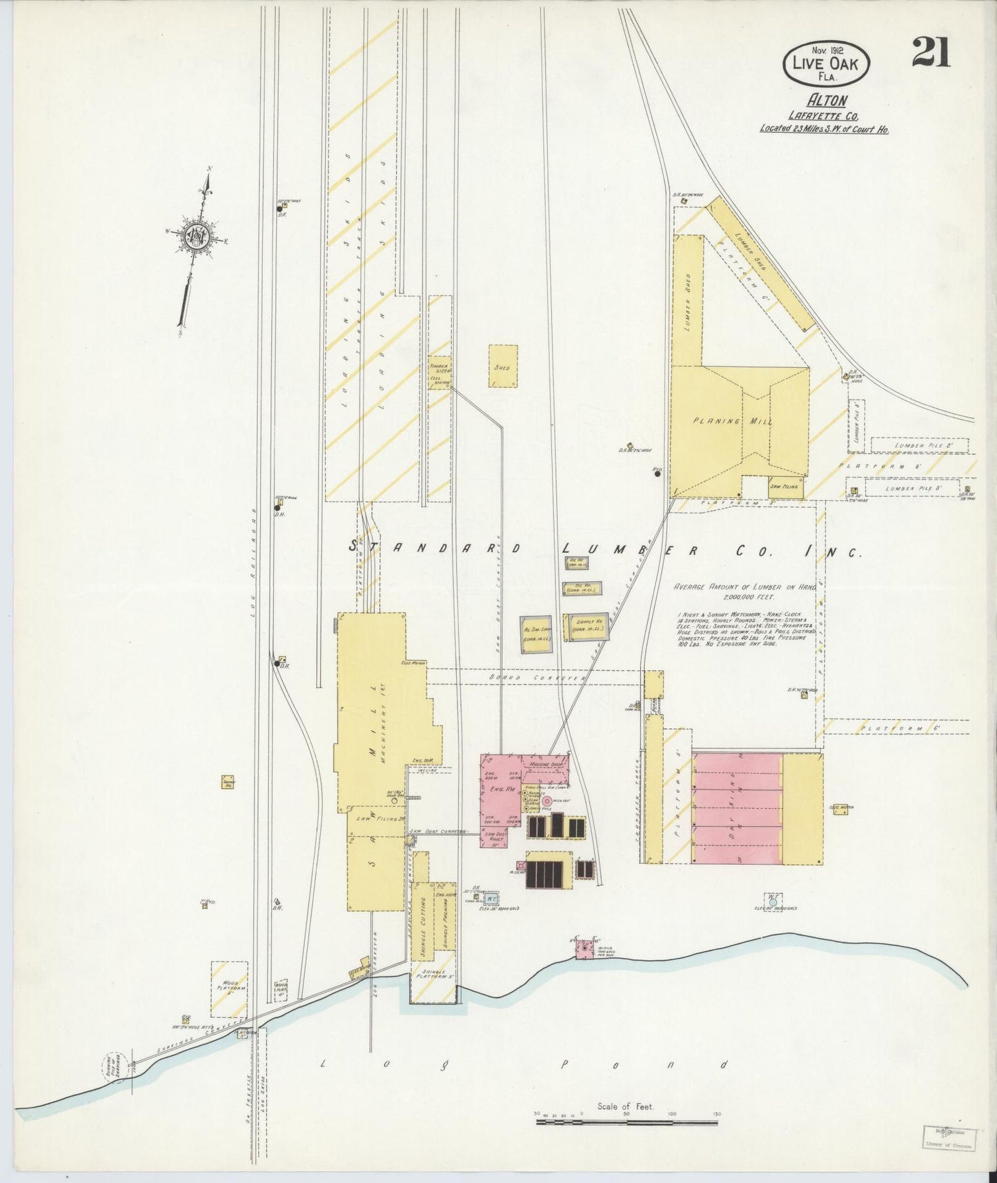 Sanborn Fire Insurance Map from Live Oak, Suwanee County, Florida (1912), Sheet #0021 - Complete Map Set gallery image, historic Sanborn map, vintage wall art, Florida Florida
