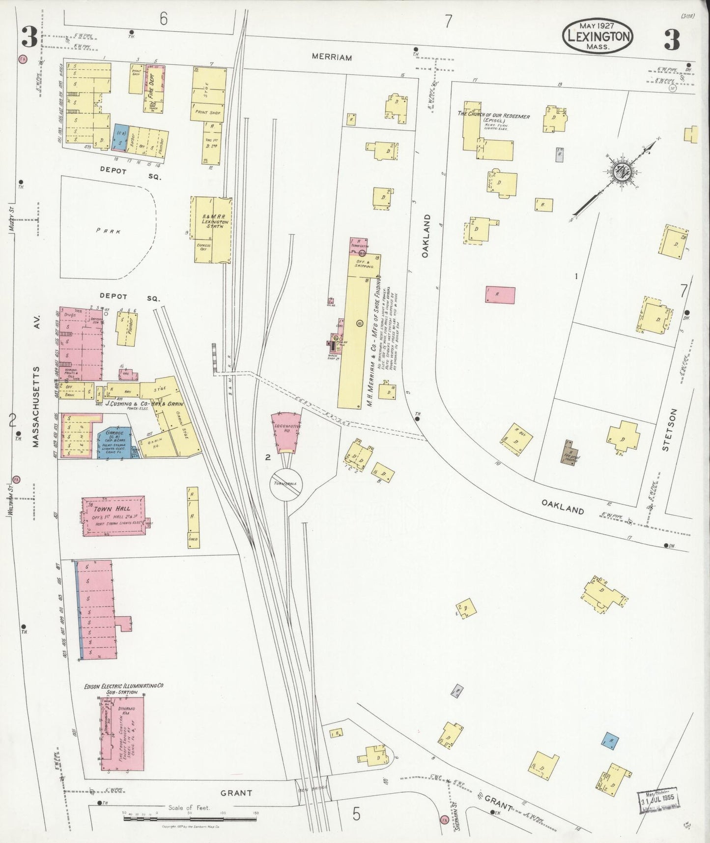 Sanborn Fire Insurance Map from Lexington, Middlesex County, Massachusetts (1927), Sheet #0003 - Complete Map Set gallery image, historic Sanborn map, vintage wall art, Massachusetts Massachusetts