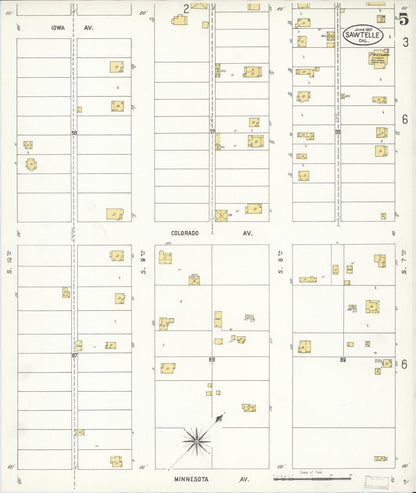 Sanborn Fire Insurance Map from Sawtelle, Los Angeles County, California (1907), Sheet #0005 - Complete Map Set gallery image, historic Sanborn map, vintage wall art, California California