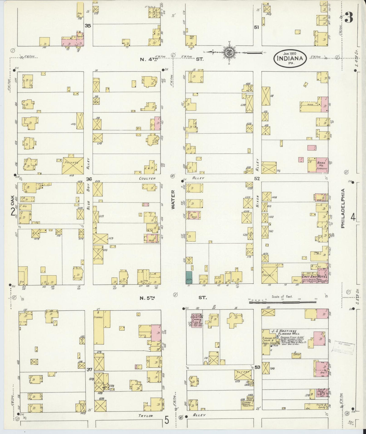Sanborn Fire Insurance Map from Indiana, Indiana County, Pennsylvania (1910), Sheet #0003 - Complete Map Set gallery image, historic Sanborn map, vintage wall art, Pennsylvania Pennsylvania