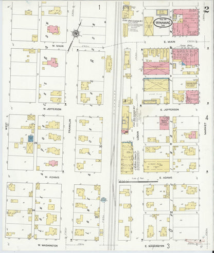 Sanborn Fire Insurance Map from Winamac, Pulaski County, Indiana (1911), Sheet #0002 - Historic Sanborn Fire Insurance Map Print, vintage old map wall art, antique decor, genealogy gift, Indiana Indiana map
