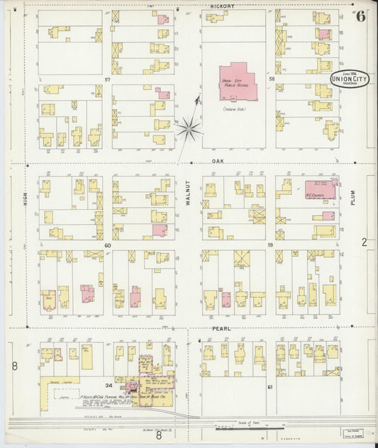 Sanborn Fire Insurance Map from Union City, Randolph County, Indiana (1896), Sheet #0006 - Historic Sanborn Fire Insurance Map Print, vintage old map wall art, antique decor, genealogy gift, Indiana Indiana map