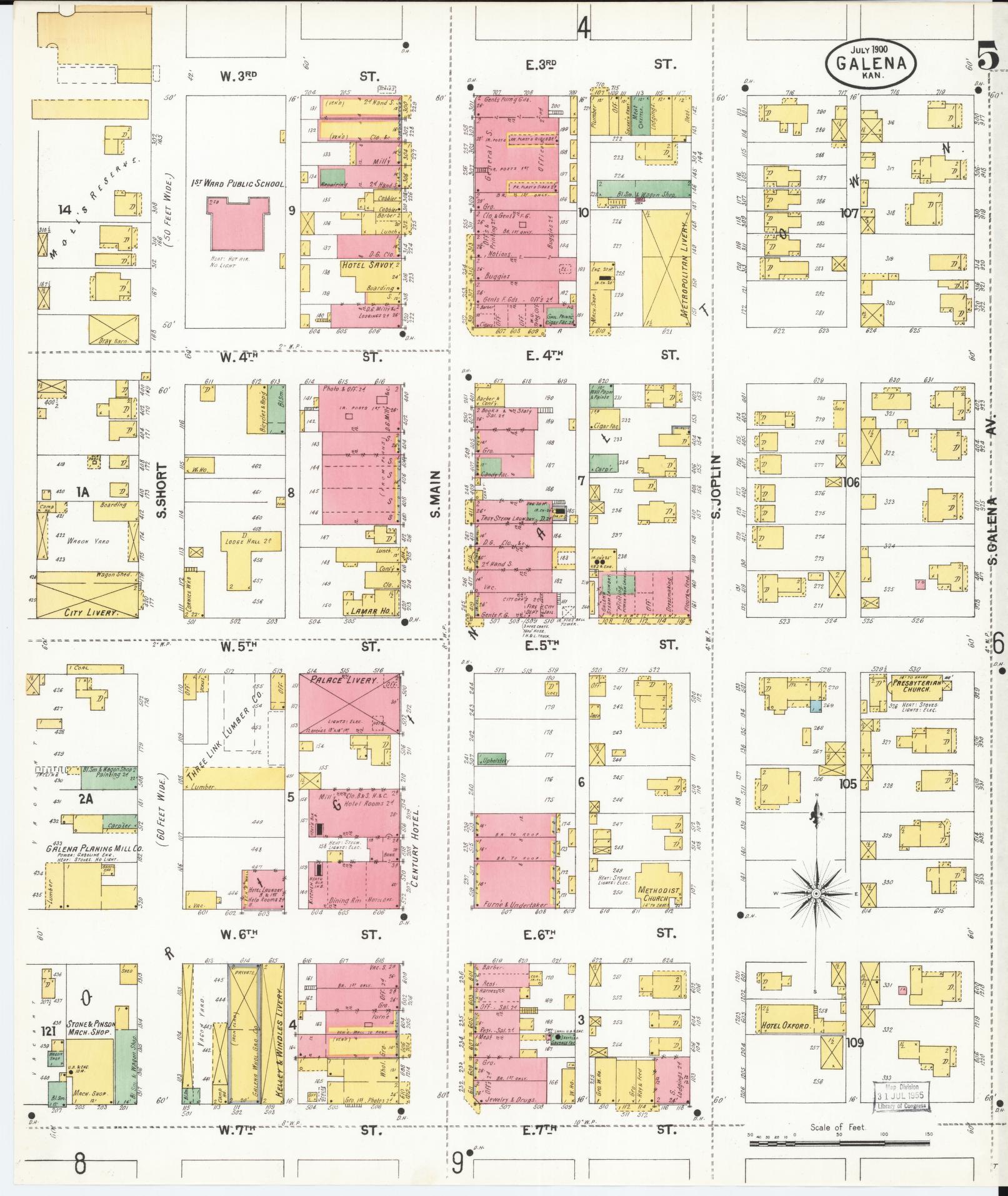 Sanborn Fire Insurance Map from Galena, Cherokee County, Kansas (1900), Sheet #0005 - Complete Map Set gallery image, historic Sanborn map, vintage wall art, Kansas Kansas