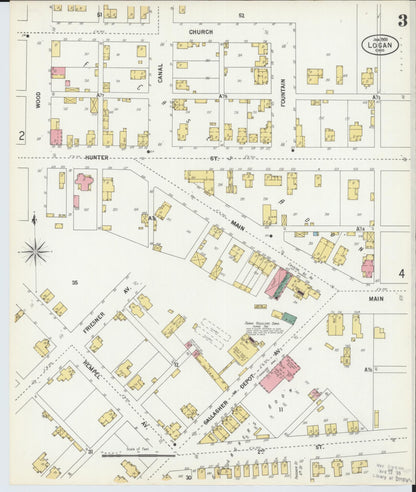 Sanborn Fire Insurance Map from Logan, Hocking County, Ohio (1900), Sheet #0003 - Historic Sanborn Fire Insurance Map Print, vintage old map wall art, antique decor, genealogy gift, Ohio Ohio map