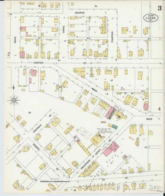 Sanborn Fire Insurance Map from Logan, Hocking County, Ohio (1900), Sheet #0003 - Historic Sanborn Fire Insurance Map Print, vintage old map wall art, antique decor, genealogy gift, Ohio Ohio map