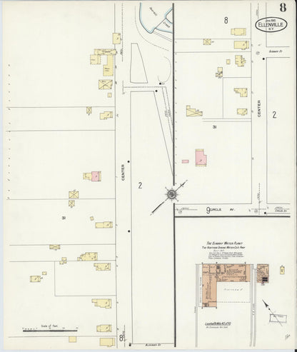 Sanborn Fire Insurance Map from Ellenville, Ulster County, New York (1910), Sheet #0008 - Historic Sanborn Fire Insurance Map Print, vintage old map wall art, antique decor, genealogy gift, New York New York map