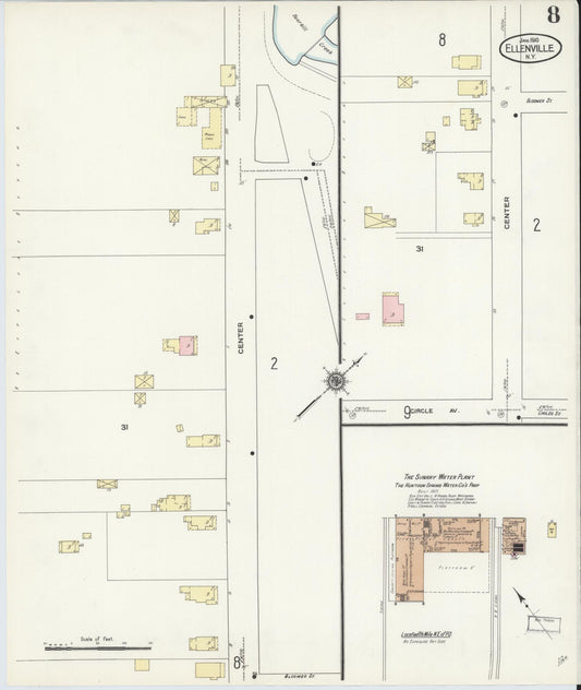 Sanborn Fire Insurance Map from Ellenville, Ulster County, New York (1910), Sheet #0008 - Historic Sanborn Fire Insurance Map Print, vintage old map wall art, antique decor, genealogy gift, New York New York map