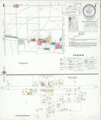 Sanborn Fire Insurance Map from Greece, Monroe County, New York (1942), Sheet #0001 - Historic Sanborn Fire Insurance Map Print, vintage old map wall art, antique decor, genealogy gift, New York New York map
