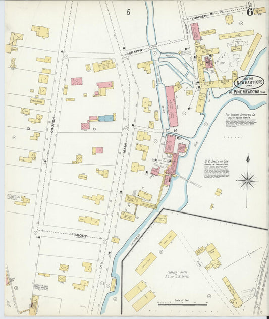 Sanborn Fire Insurance Map from New Hartford, Litchfield County, Connecticut (1903), Sheet #0006 - Historic Sanborn Fire Insurance Map Print, vintage old map wall art, antique decor, genealogy gift, Connecticut Connecticut map