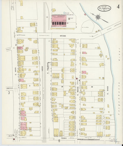 Sanborn Fire Insurance Map from Plymouth, Luzerne County, Pennsylvania (1912), Sheet #0004 - Historic Sanborn Fire Insurance Map Print, vintage old map wall art, antique decor, genealogy gift, Pennsylvania Pennsylvania map