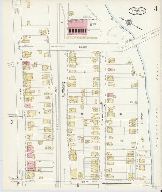 Sanborn Fire Insurance Map from Plymouth, Luzerne County, Pennsylvania (1912), Sheet #0004 - Historic Sanborn Fire Insurance Map Print, vintage old map wall art, antique decor, genealogy gift, Pennsylvania Pennsylvania map