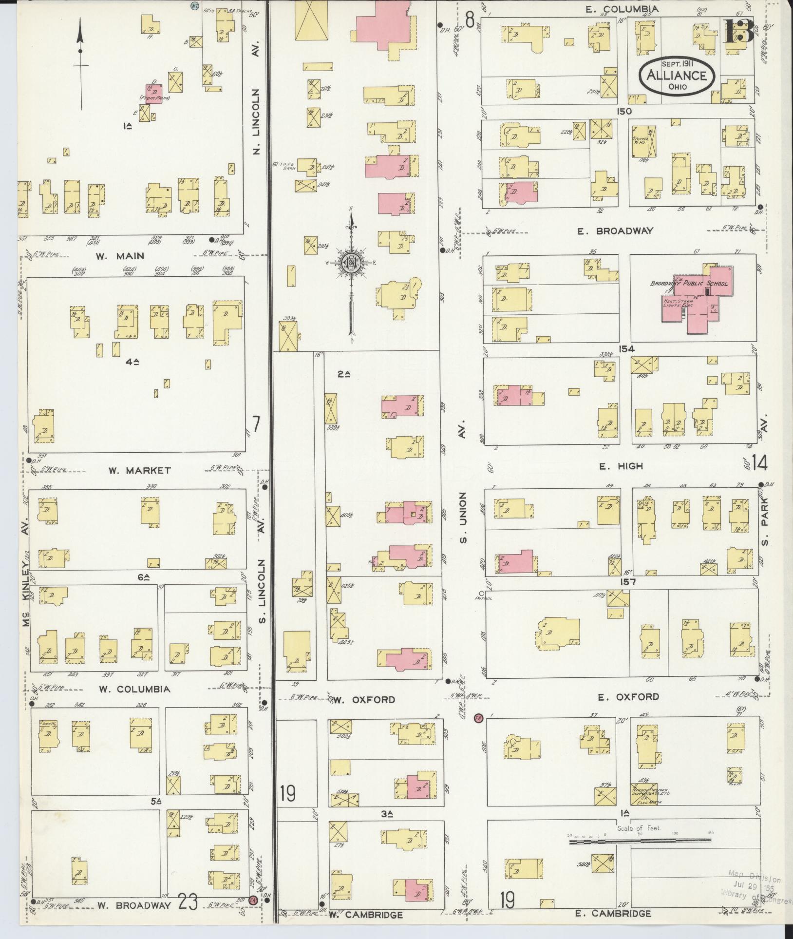 Sanborn Fire Insurance Map from Alliance, Stark County, Ohio (1911), Sheet #0013 - Historic Sanborn Fire Insurance Map Print, vintage old map wall art, antique decor, genealogy gift, Ohio Ohio map