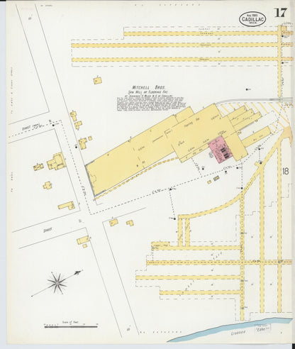 Sanborn Fire Insurance Map from Cadillac, Wexford County, Michigan (1900), Sheet #0017 - Complete Map Set gallery image, historic Sanborn map, vintage wall art, Michigan Michigan