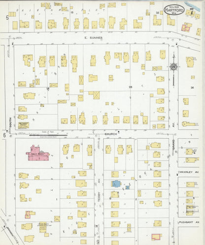 Sanborn Fire Insurance Map from Hartford, Washington County, Wisconsin (1918), Sheet #0007 - Historic Sanborn Fire Insurance Map Print, vintage old map wall art, antique decor, genealogy gift, Wisconsin Wisconsin map