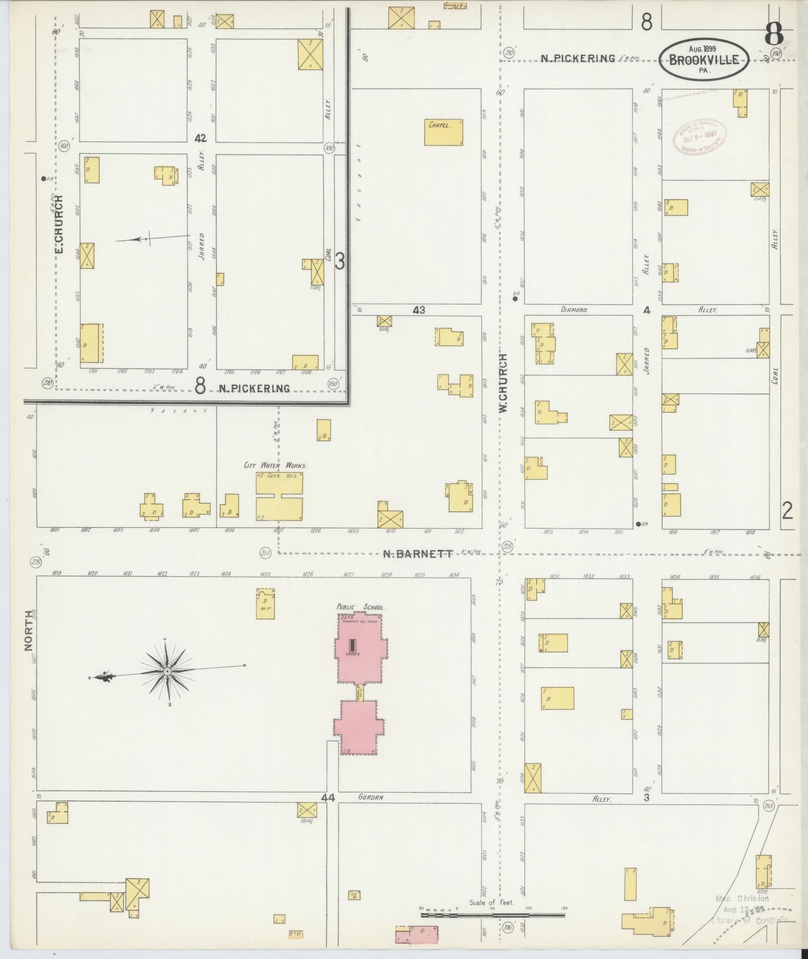 Sanborn Fire Insurance Map from Brookville, Jefferson County, Pennsylvania (1899), Sheet #0008 - Historic Sanborn Fire Insurance Map Print, vintage old map wall art, antique decor, genealogy gift, Pennsylvania Pennsylvania map