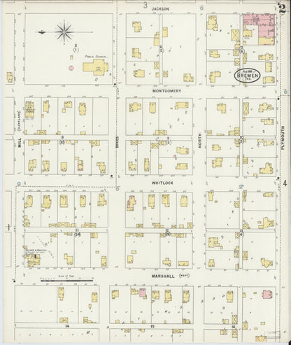 Sanborn Fire Insurance Map from Bremen, Marshall County, Indiana (1898), Sheet #0002 - Historic Sanborn Fire Insurance Map Print, vintage old map wall art, antique decor, genealogy gift, Indiana Indiana map