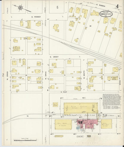 Sanborn Fire Insurance Map from Forrest City, Saint Francis County, Arkansas (1913), Sheet #0004 - Complete Map Set gallery image, historic Sanborn map, vintage wall art, Arkansas Arkansas