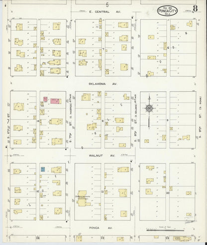 Sanborn Fire Insurance Map from Ponca City, Kay County, Oklahoma (1913), Sheet #0008 - Complete Map Set gallery image, historic Sanborn map, vintage wall art, Oklahoma Oklahoma