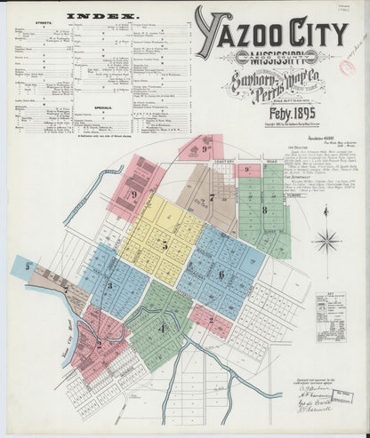 Sanborn Fire Insurance Map from Yazoo City, Yazoo County, Mississippi (1895), Sheet #0001 - Complete Map Set gallery image, historic Sanborn map, vintage wall art, Mississippi Mississippi