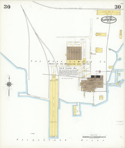 Sanborn Fire Insurance Map from Elizabeth City, Pasquotank County, North Carolina (1923), Sheet #0030 - Complete Map Set gallery image, historic Sanborn map, vintage wall art, North Carolina North Carolina