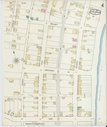 Sanborn Fire Insurance Map from Duncannon, Perry County, Pennsylvania (1894), Sheet #0004 - Complete Map Set gallery image, historic Sanborn map, vintage wall art, Pennsylvania Pennsylvania
