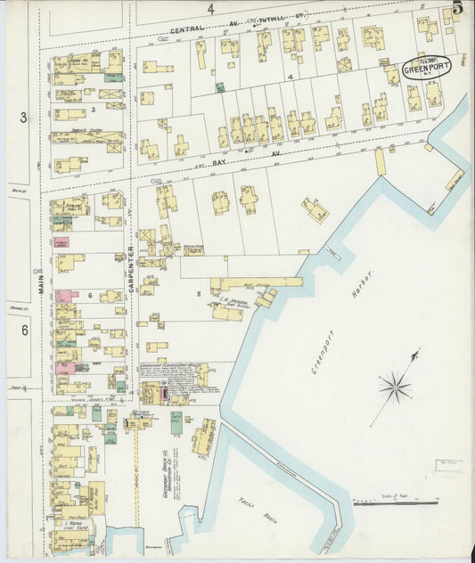 Sanborn Fire Insurance Map from Greenport, Suffolk County, New York (1897), Sheet #0005 - Historic Sanborn Fire Insurance Map Print, vintage old map wall art, antique decor, genealogy gift, New York New York map