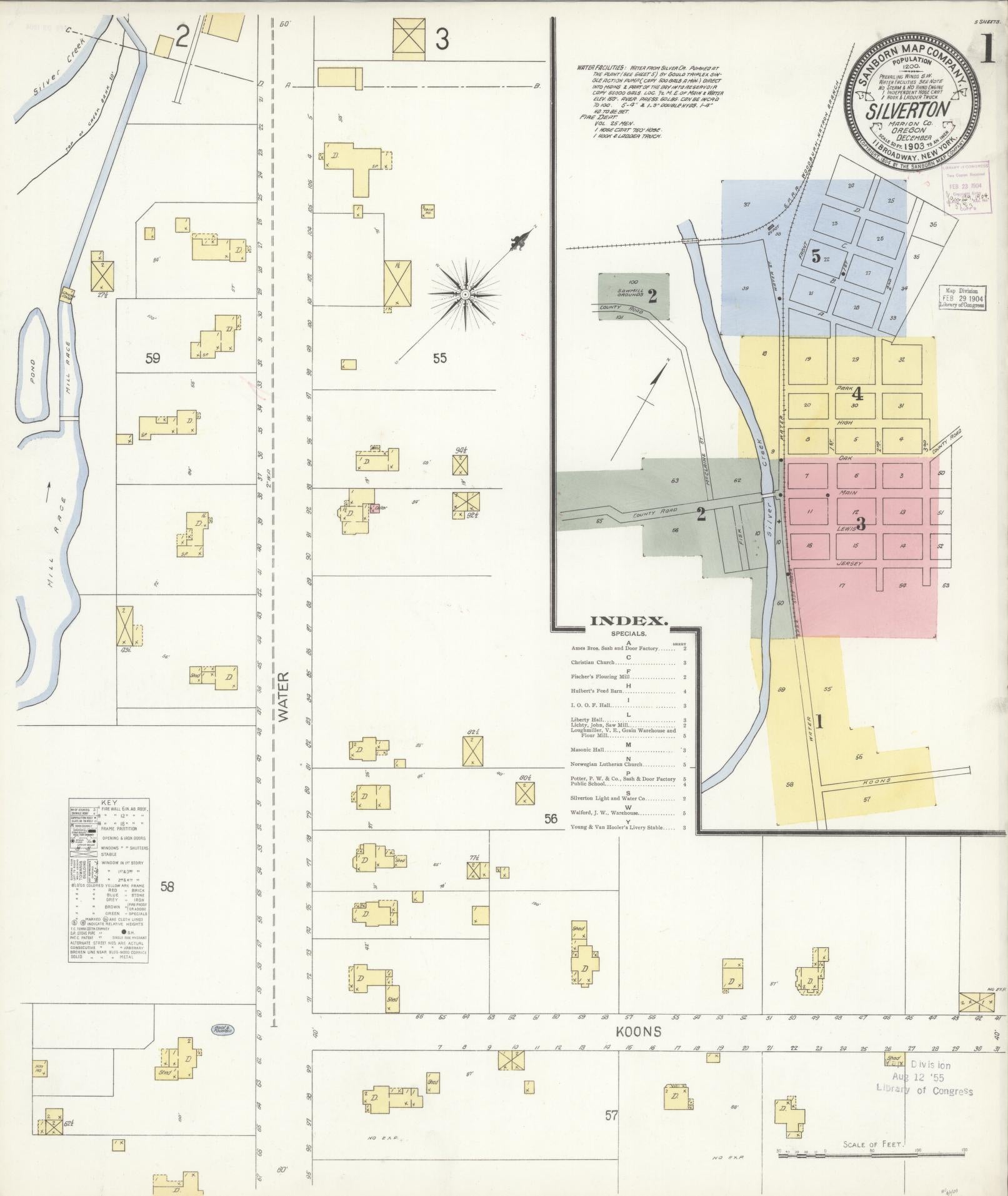Sanborn Fire Insurance Map from Silverton, Marion County, Oregon (1903), Sheet #0001 - Complete Map Set gallery image, historic Sanborn map, vintage wall art, Oregon Oregon