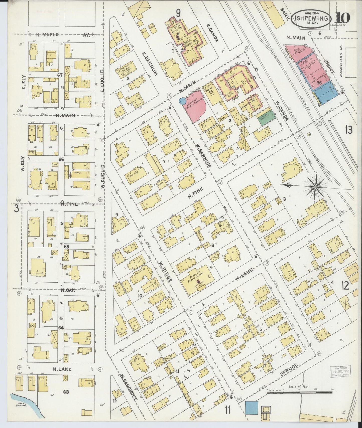 Sanborn Fire Insurance Map from Ishpeming, Marquette County, Michigan (1904), Sheet #0010 - Historic Sanborn Fire Insurance Map Print, vintage old map wall art, antique decor, genealogy gift, Michigan Michigan map