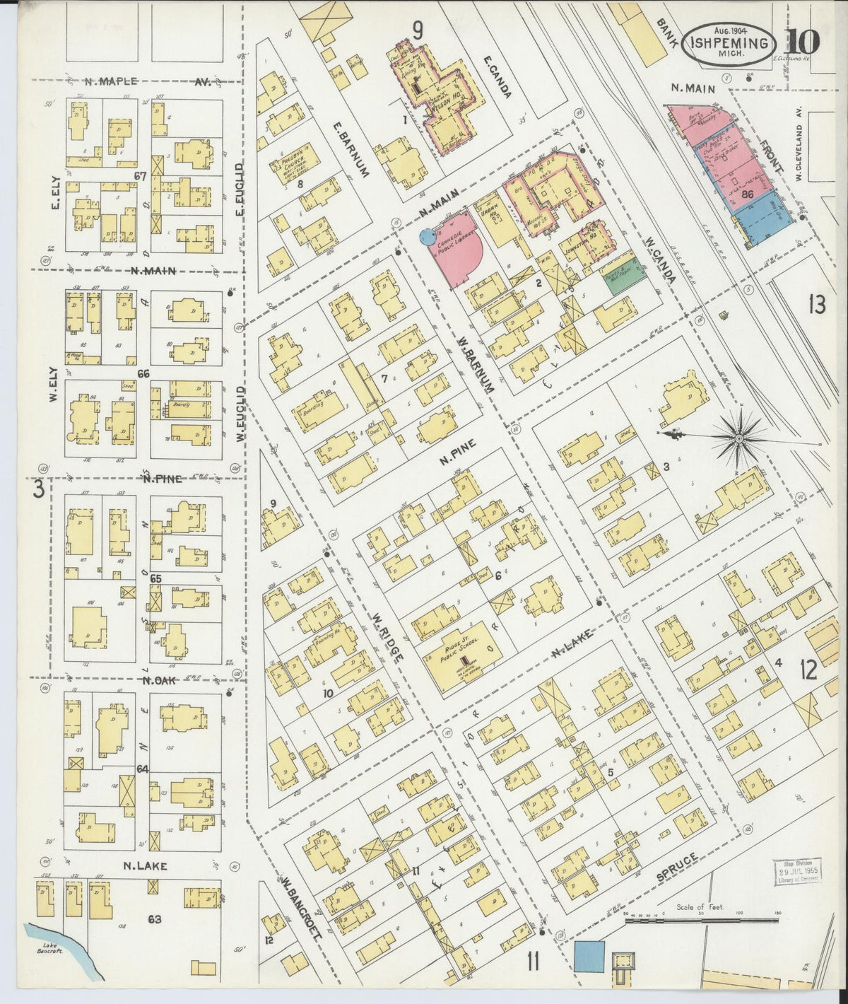 Sanborn Fire Insurance Map from Ishpeming, Marquette County, Michigan (1904), Sheet #0010 - Historic Sanborn Fire Insurance Map Print, vintage old map wall art, antique decor, genealogy gift, Michigan Michigan map
