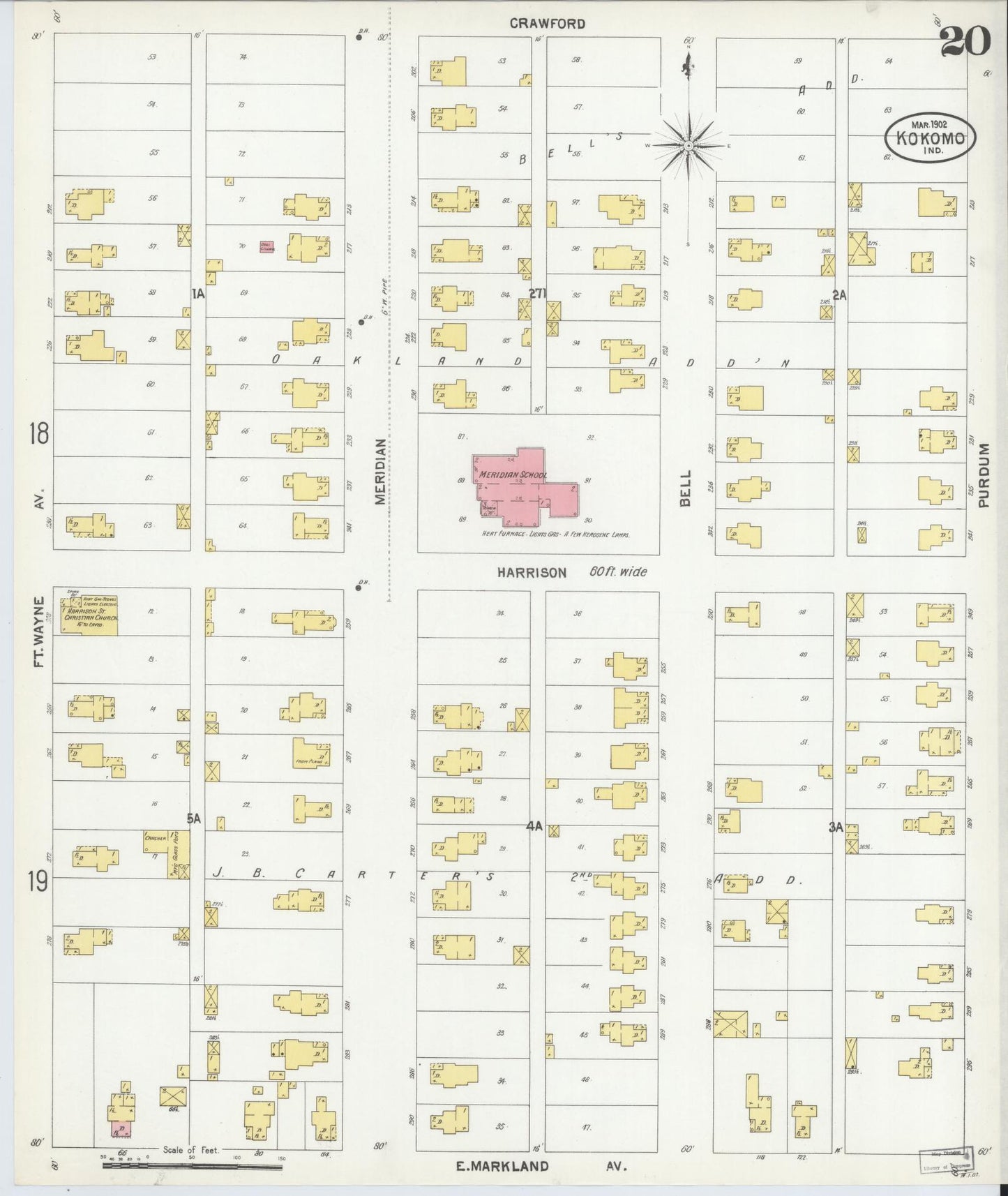 Sanborn Fire Insurance Map from Kokomo, Howard County, Indiana (1902), Sheet #0020 - Complete Map Set gallery image, historic Sanborn map, vintage wall art, Indiana Indiana