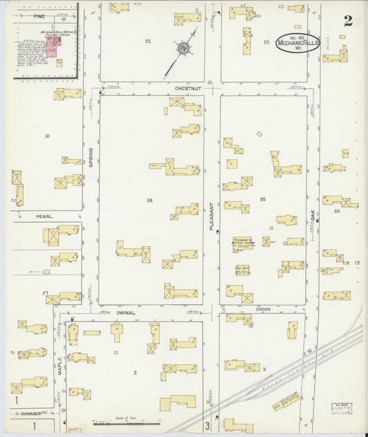 Sanborn Fire Insurance Map from Mechanic Falls, Androscoggin County, Maine (1912), Sheet #0002 - Historic Sanborn Fire Insurance Map Print, vintage old map wall art, antique decor, genealogy gift, Maine Maine map