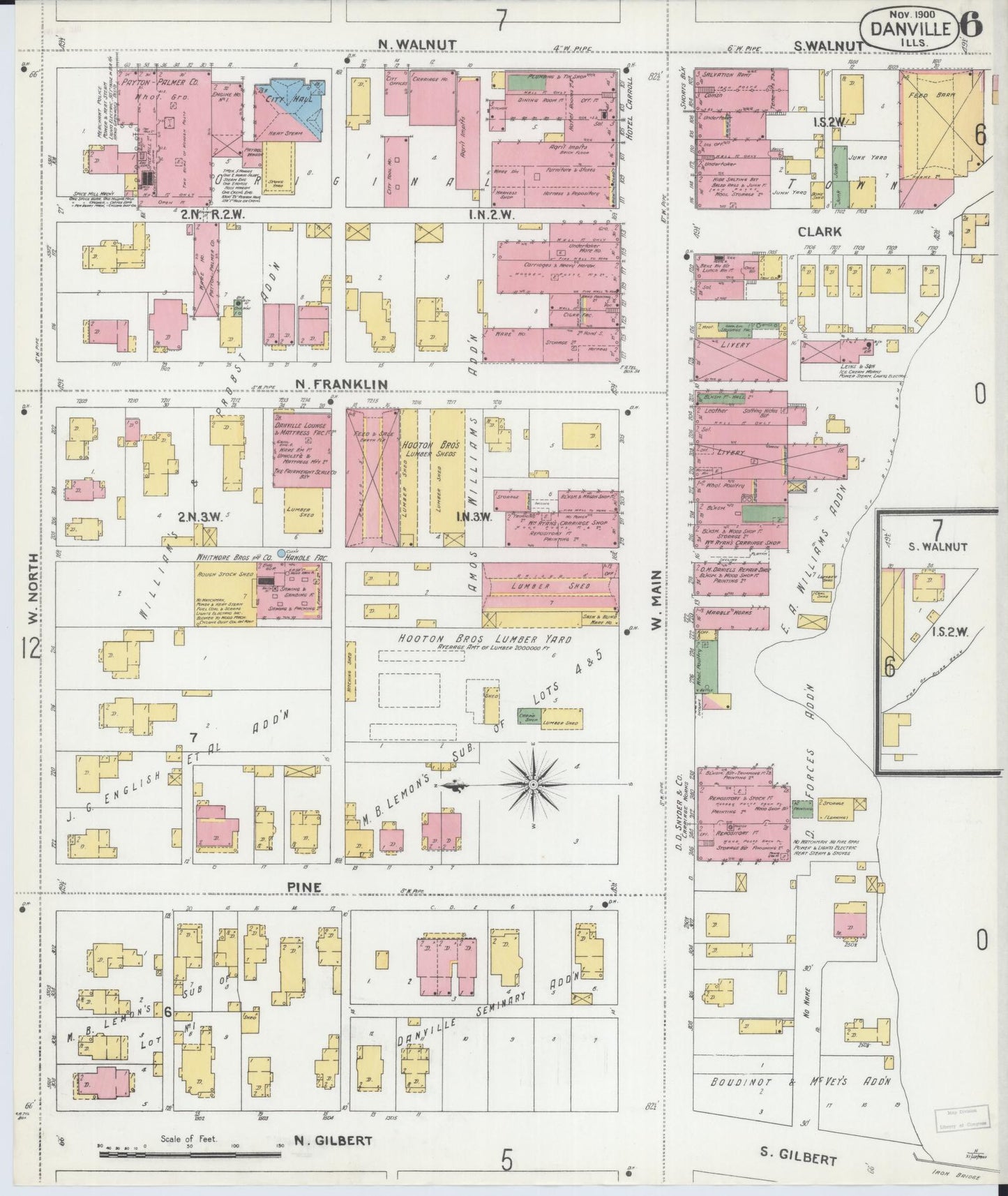 Sanborn Fire Insurance Map from Danville, Vermilion County, Illinois (1900), Sheet #0006 - Complete Map Set gallery image, historic Sanborn map, vintage wall art, Illinois Illinois