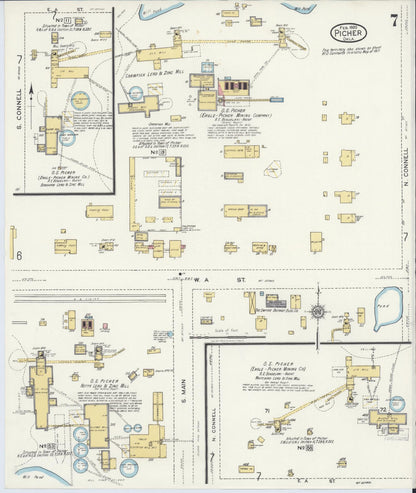 Sanborn Fire Insurance Map from Picher, Ottawa County, Oklahoma (1920), Sheet #0007 - Complete Map Set gallery image, historic Sanborn map, vintage wall art, Oklahoma Oklahoma