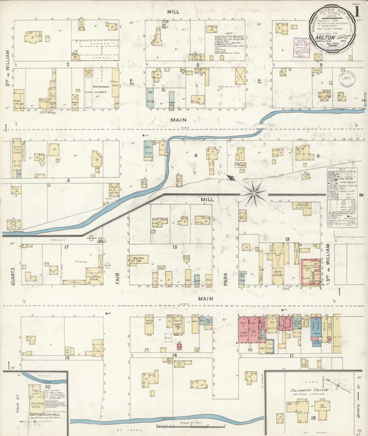 Sanborn Fire Insurance Map from Milton, Umatilla County, Oregon (1900), Sheet #0001 - Historic Sanborn Fire Insurance Map Print, vintage old map wall art, antique decor, genealogy gift, Oregon Oregon map