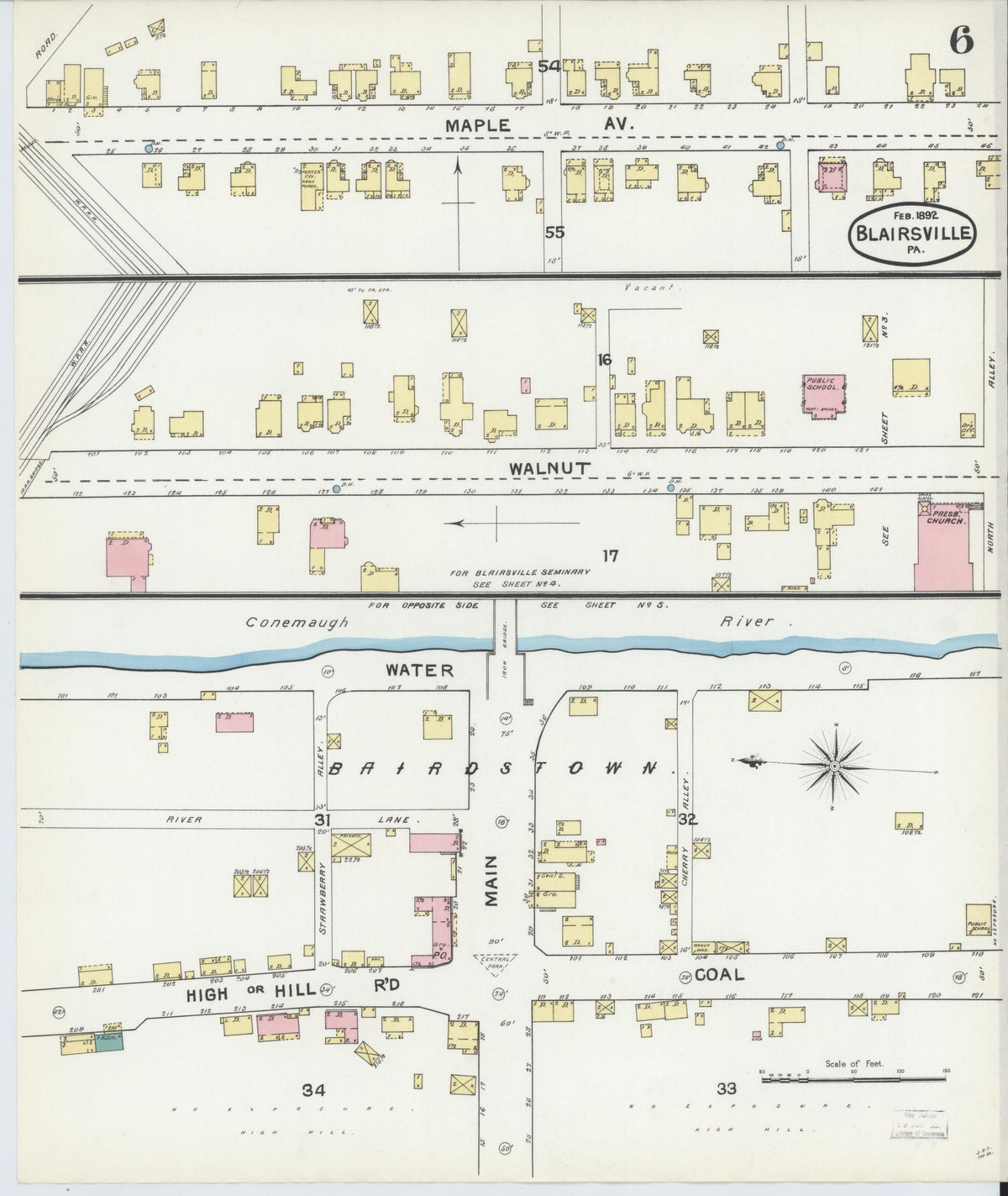 Sanborn Fire Insurance Map from Blairsville, Indiana County, Pennsylvania (1892), Sheet #0006 - Complete Map Set gallery image, historic Sanborn map, vintage wall art, Pennsylvania Pennsylvania