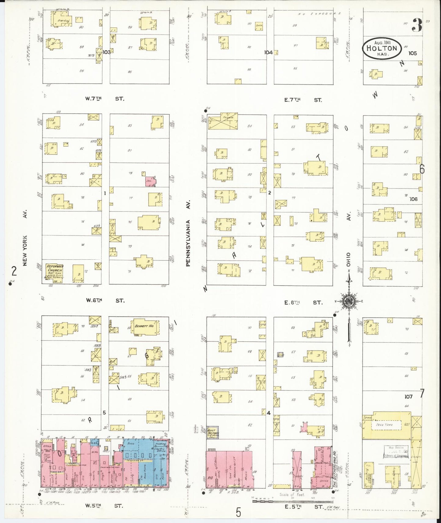 Sanborn Fire Insurance Map from Holton, Jackson County, Kansas (1911), Sheet #0003 - Complete Map Set gallery image, historic Sanborn map, vintage wall art, Kansas Kansas