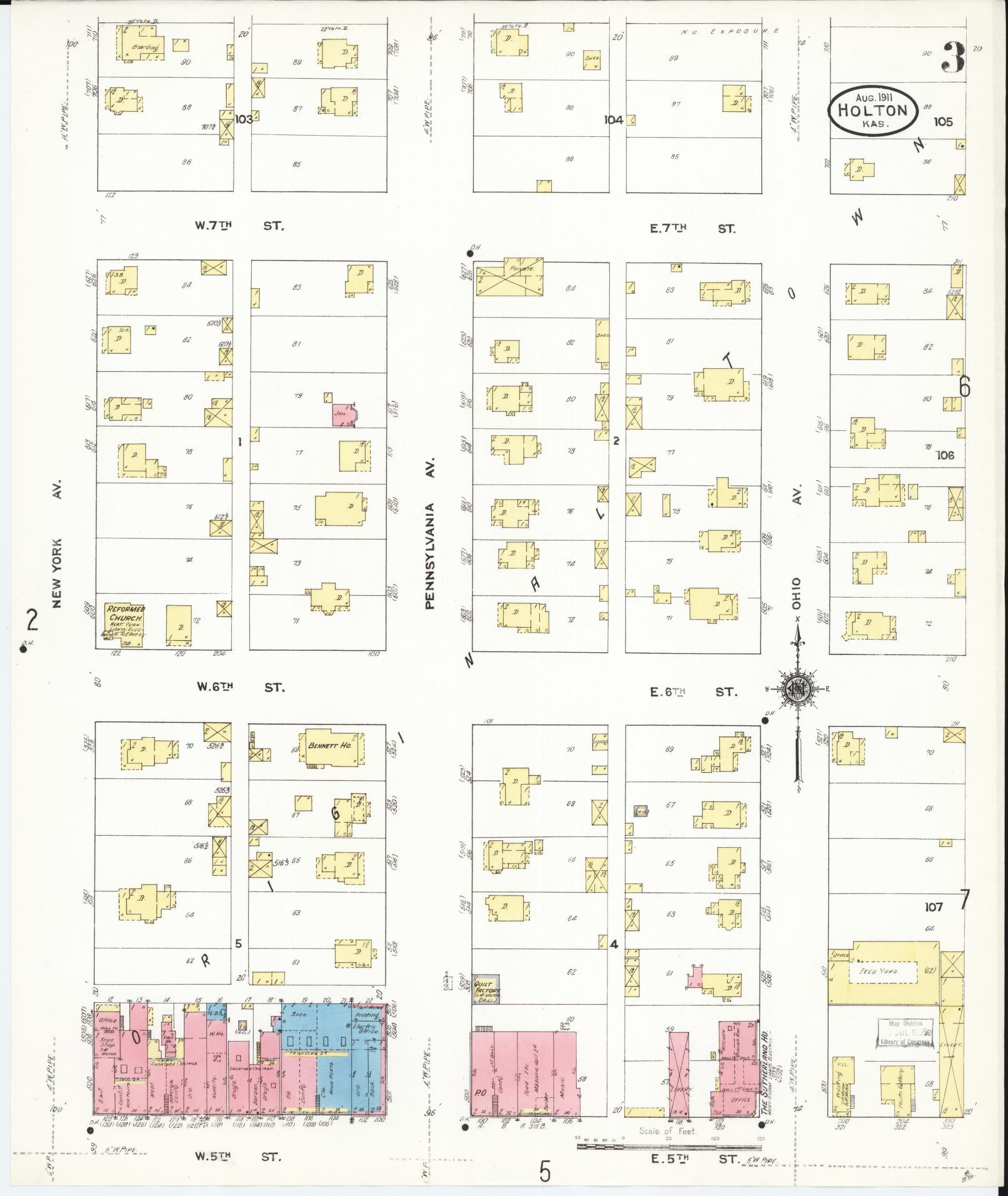 Sanborn Fire Insurance Map from Holton, Jackson County, Kansas (1911), Sheet #0003 - Complete Map Set gallery image, historic Sanborn map, vintage wall art, Kansas Kansas