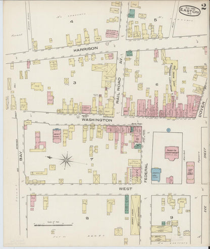 Sanborn Fire Insurance Map from Easton, Talbot County, Maryland (1885), Sheet #0002 - Complete Map Set gallery image, historic Sanborn map, vintage wall art, Maryland Maryland