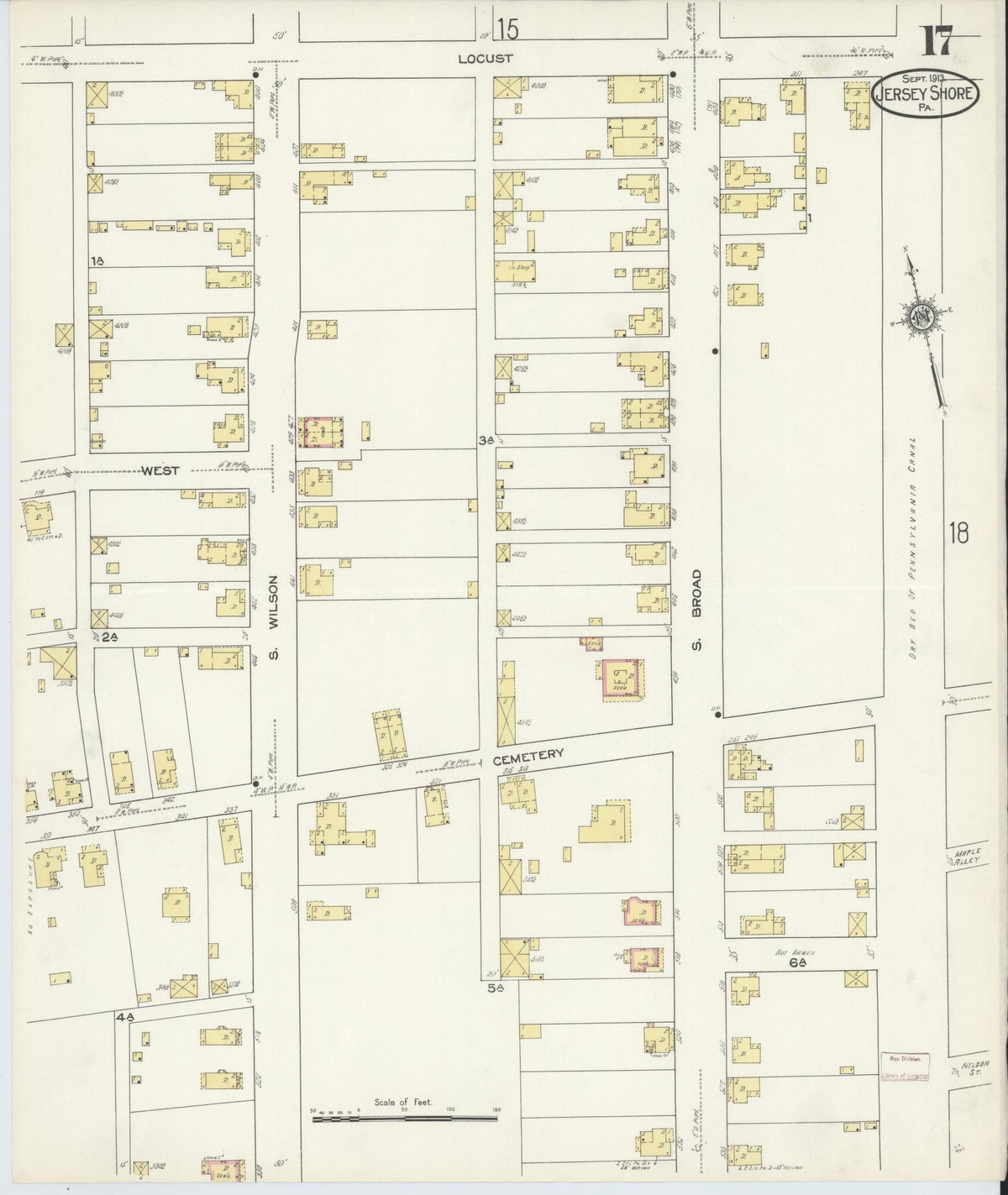 Sanborn Fire Insurance Map from Jersey Shore, Lycoming County, Pennsylvania (1913), Sheet #0017 - Complete Map Set gallery image, historic Sanborn map, vintage wall art, Pennsylvania Pennsylvania
