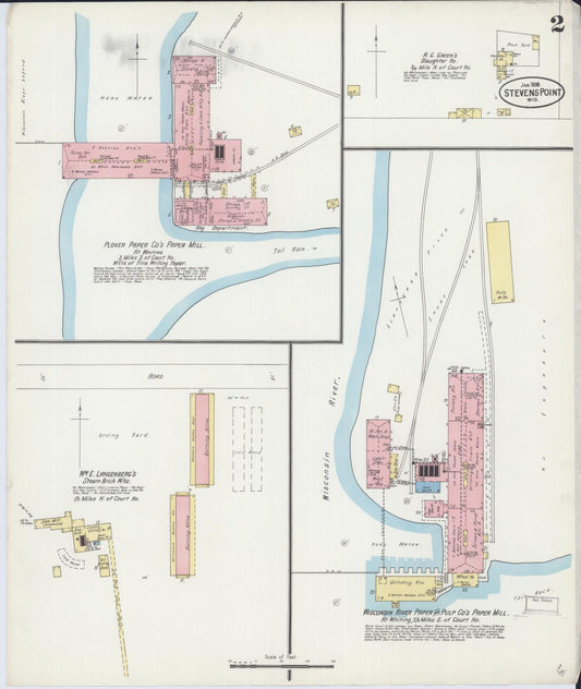 Sanborn Fire Insurance Map from Stevens Point, Portage County, Wisconsin (1898), Sheet #0002 - Historic Sanborn Fire Insurance Map Print, vintage old map wall art, antique decor, genealogy gift, Wisconsin Wisconsin map