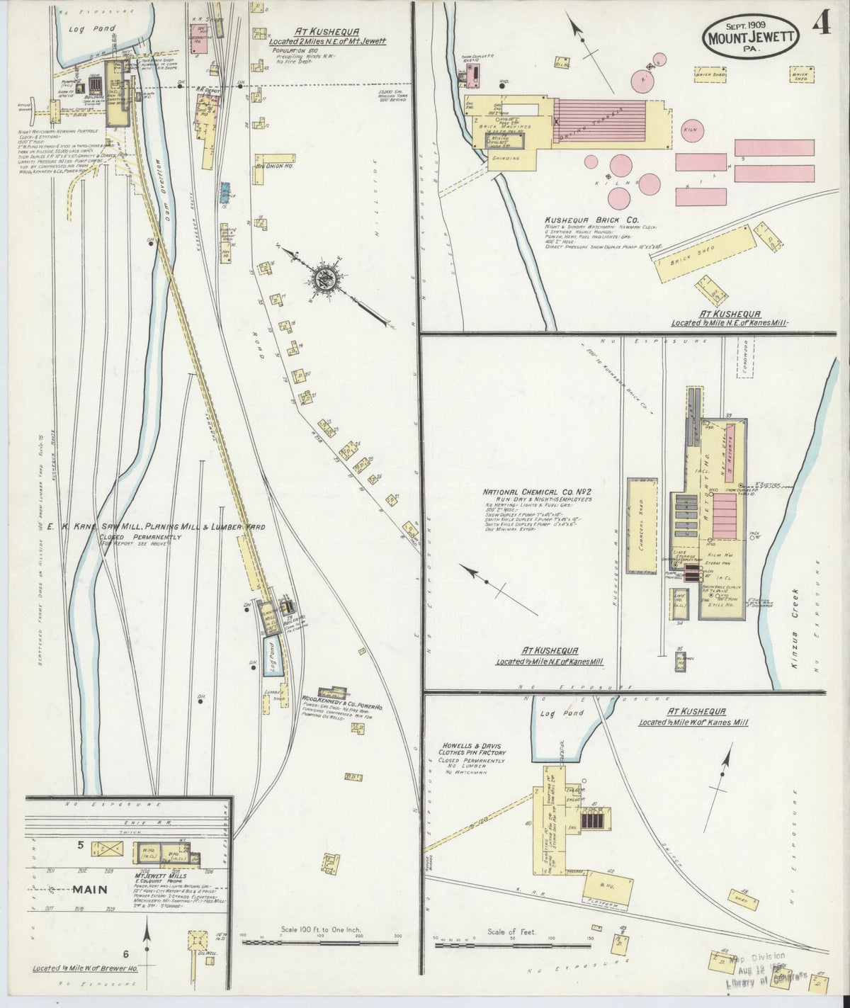 Sanborn Fire Insurance Map from Mount Jewett, McKean County, Pennsylvania (1909), Sheet #0004 - Complete Map Set gallery image, historic Sanborn map, vintage wall art, Pennsylvania Pennsylvania