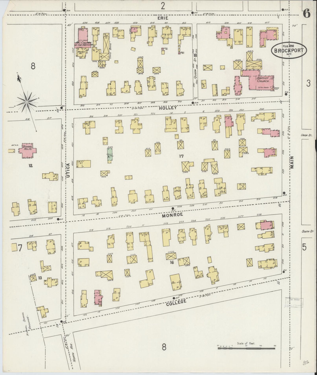 Sanborn Fire Insurance Map from Brockport, Monroe County, New York (1898), Sheet #0006 - Complete Map Set gallery image, historic Sanborn map, vintage wall art, New York New York